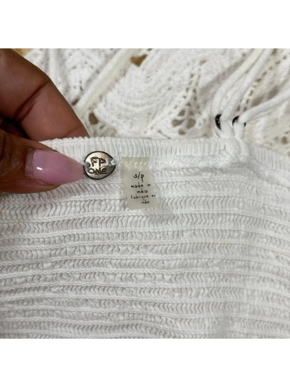 Free People FP One Women’s White Lace Crochet Bralette Cami Top Size Small - Picture 8 of 9